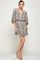 Cocktail Dresses Short V Neck Printed Ruffled Dress Taupe/Black