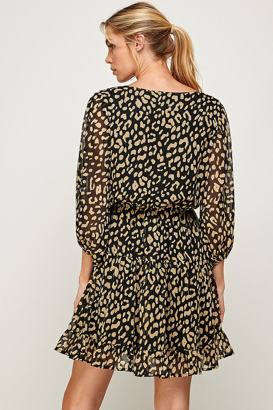 Short Leopard Print Ruffled Dress