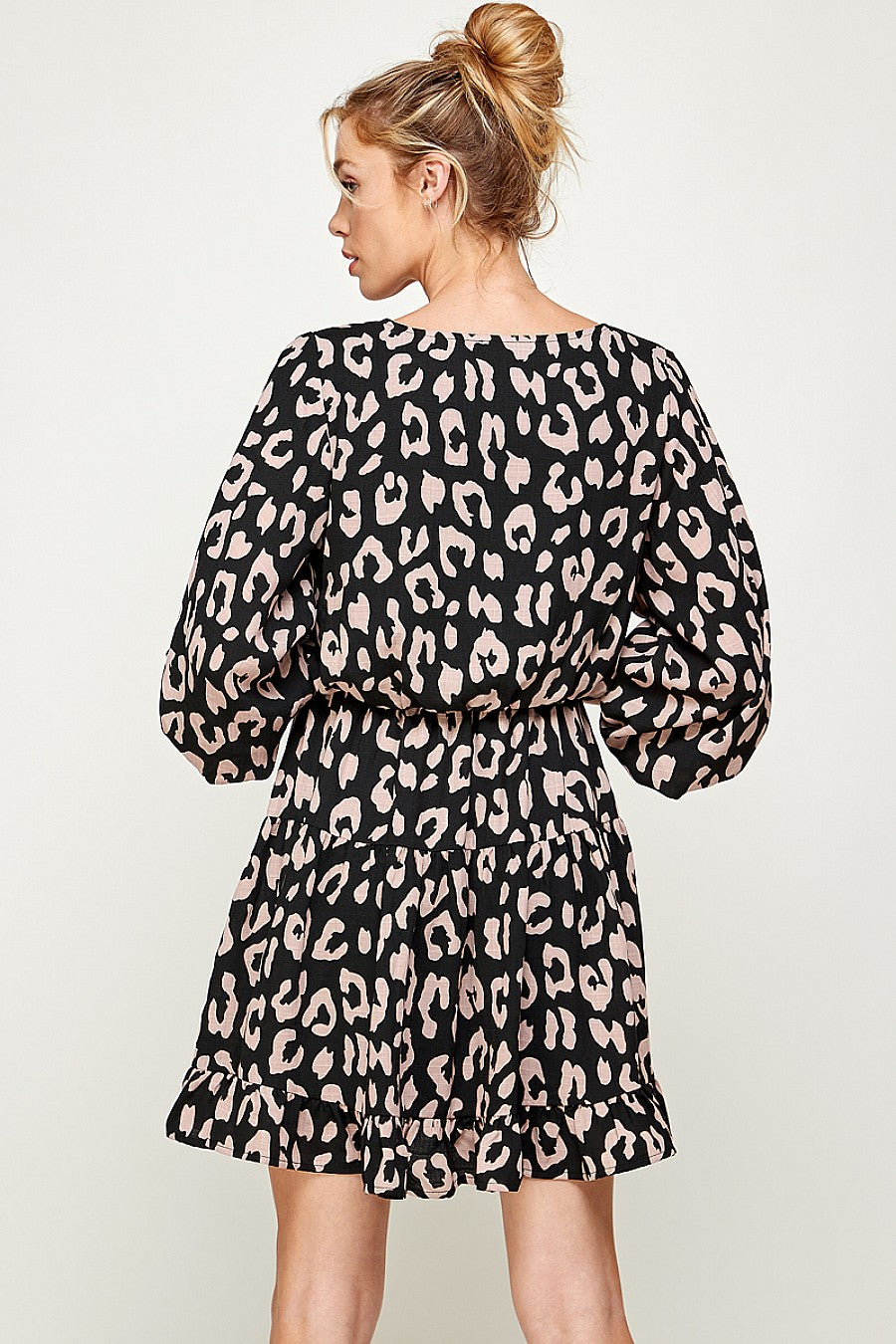 Short 3/4 Sleeve V Neck Printed Dress