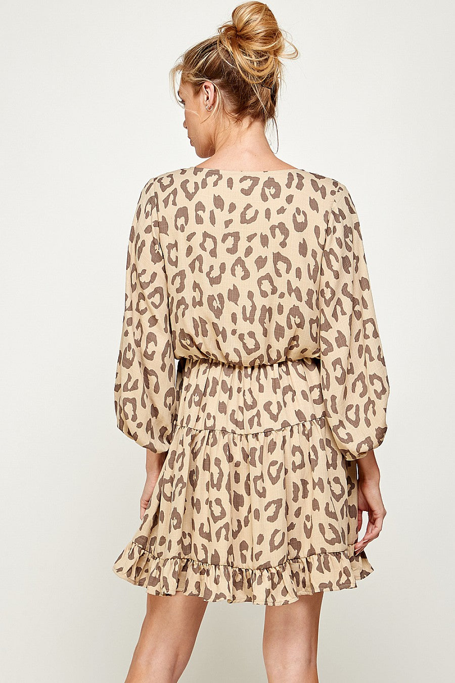 Short 3/4 Sleeve V Neck Printed Dress