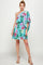 Cocktail Dresses Short One Shoulder Tropical Print Dress Seafoam/Fuchsia