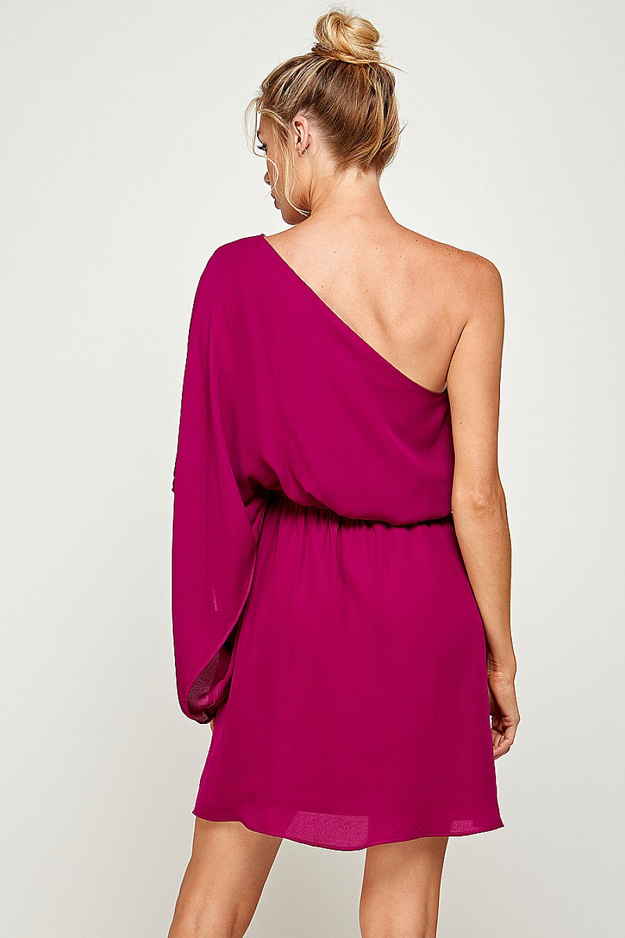 Cocktail Dresses Short One Shoulder Dress Magenta