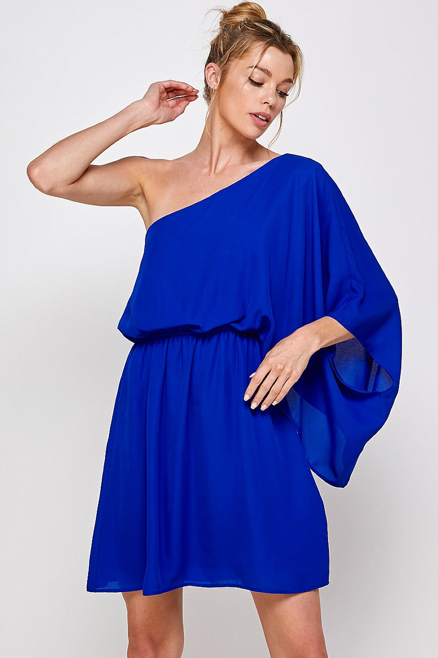 Cocktail Dresses Short One Shoulder Dress Neon Royal