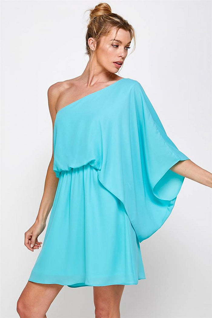 Cocktail Dresses Short One Shoulder Dress Seafoam