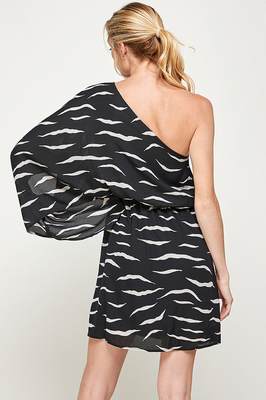 Printed One Shoulder Short Dress