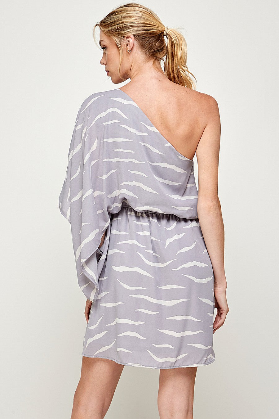 Printed One Shoulder Short Dress