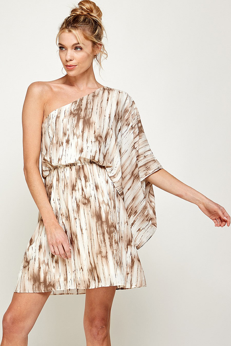 One Shoulder Print Short Dress