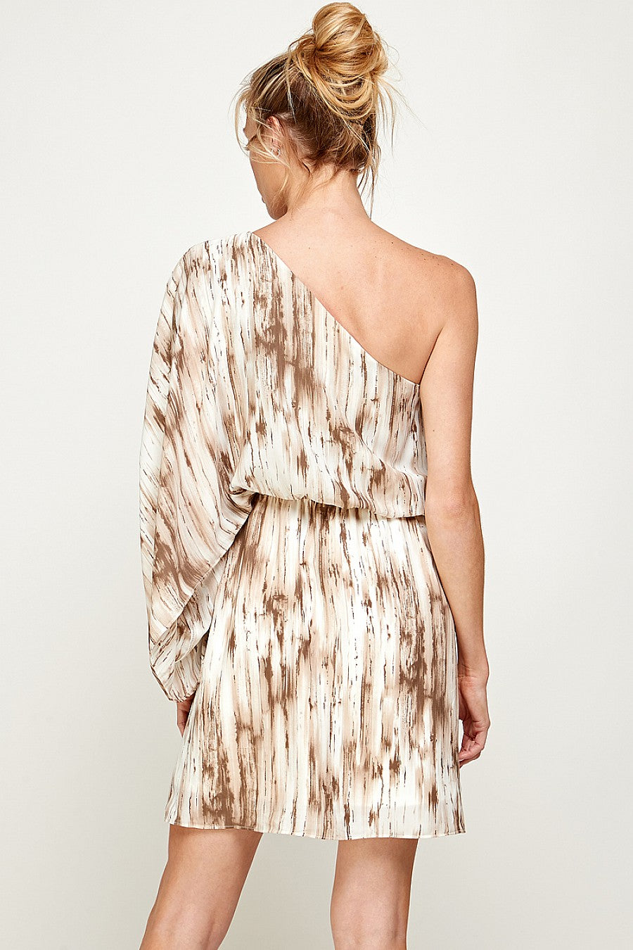One Shoulder Print Short Dress