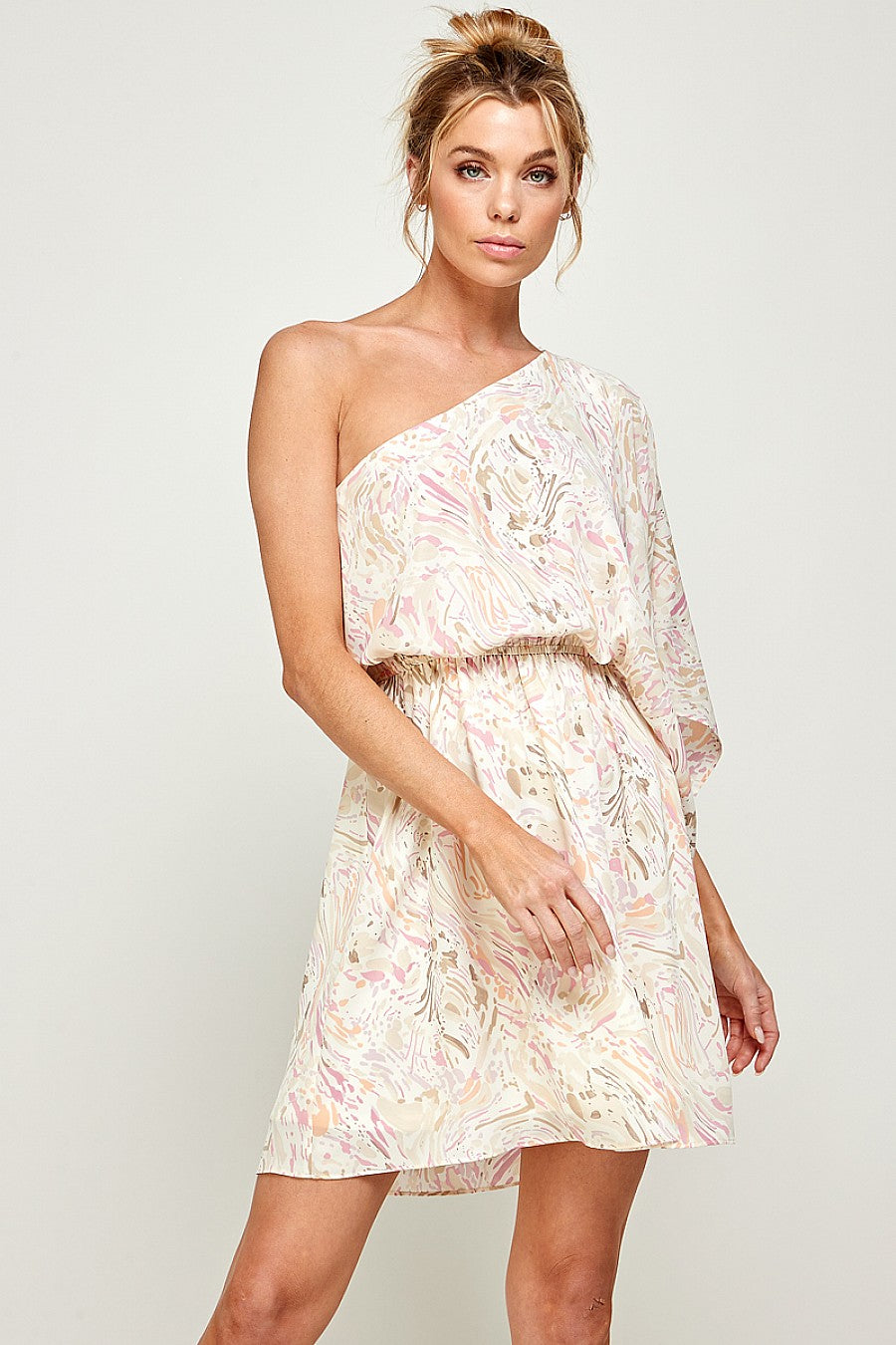 Short Printed One Shoulder Dress