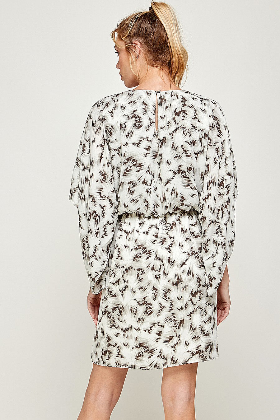 Short Printed Round Neck Dress