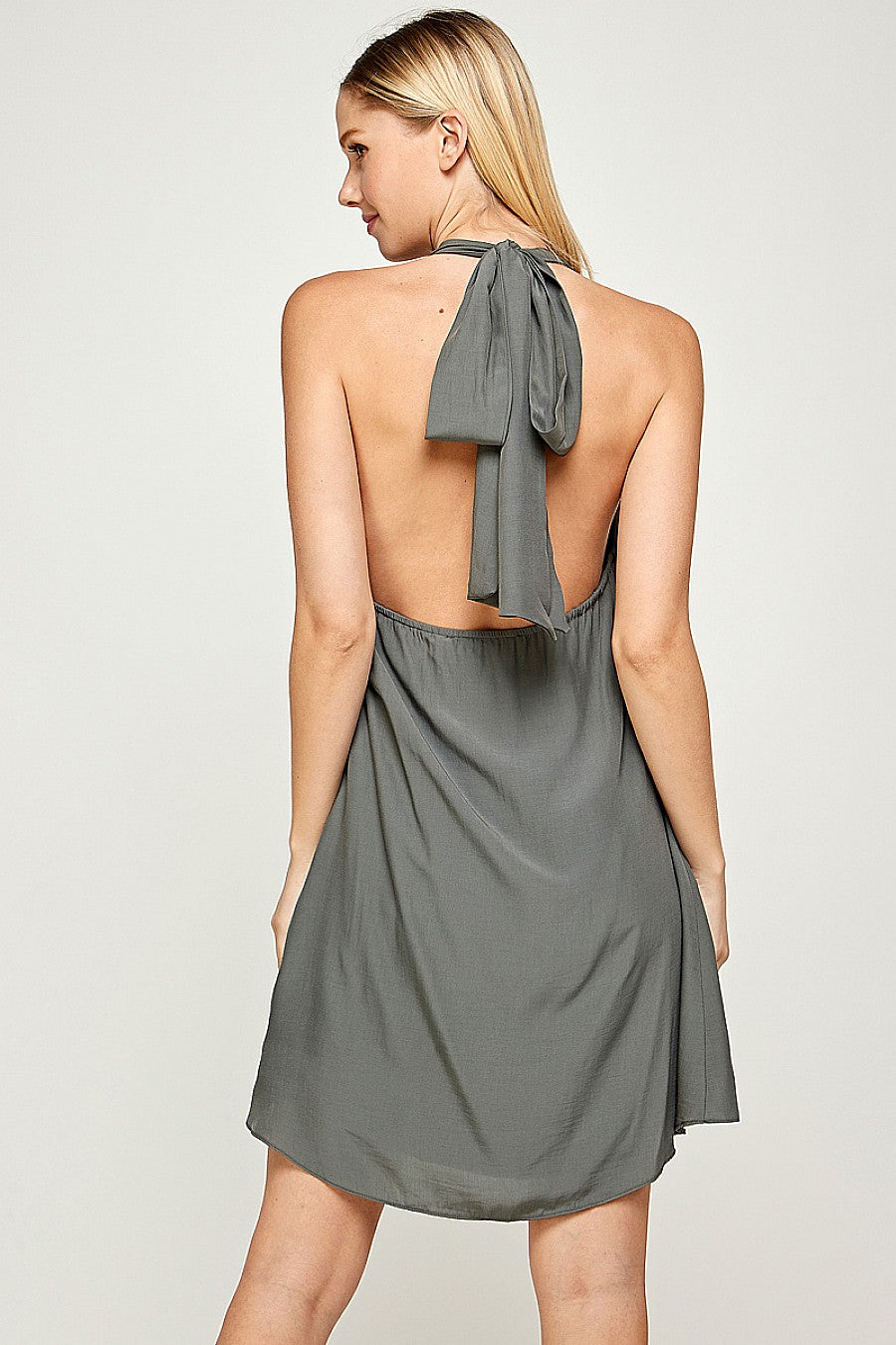Short Halter Cowl Neck Dress