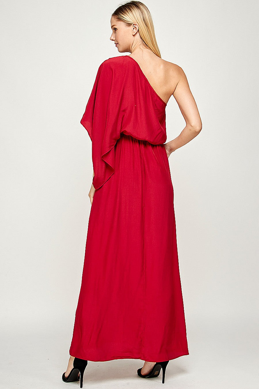 Long One Shoulder Satin Dress