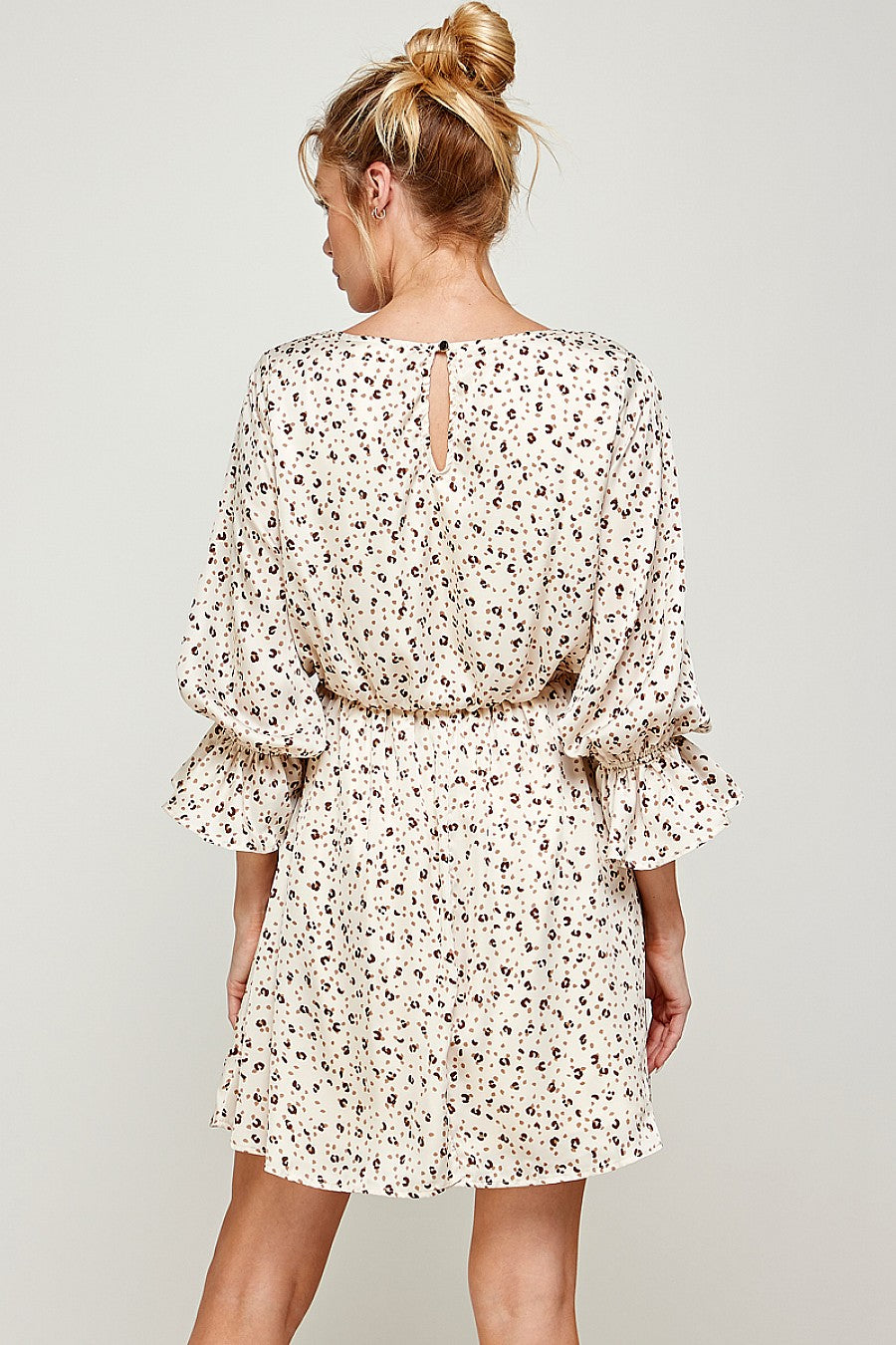 3/4 Sleeve Printed Short Dress
