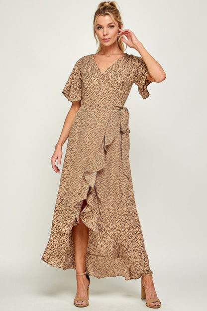 Formal Dresses Long Animal Print Maxi Dress Camel