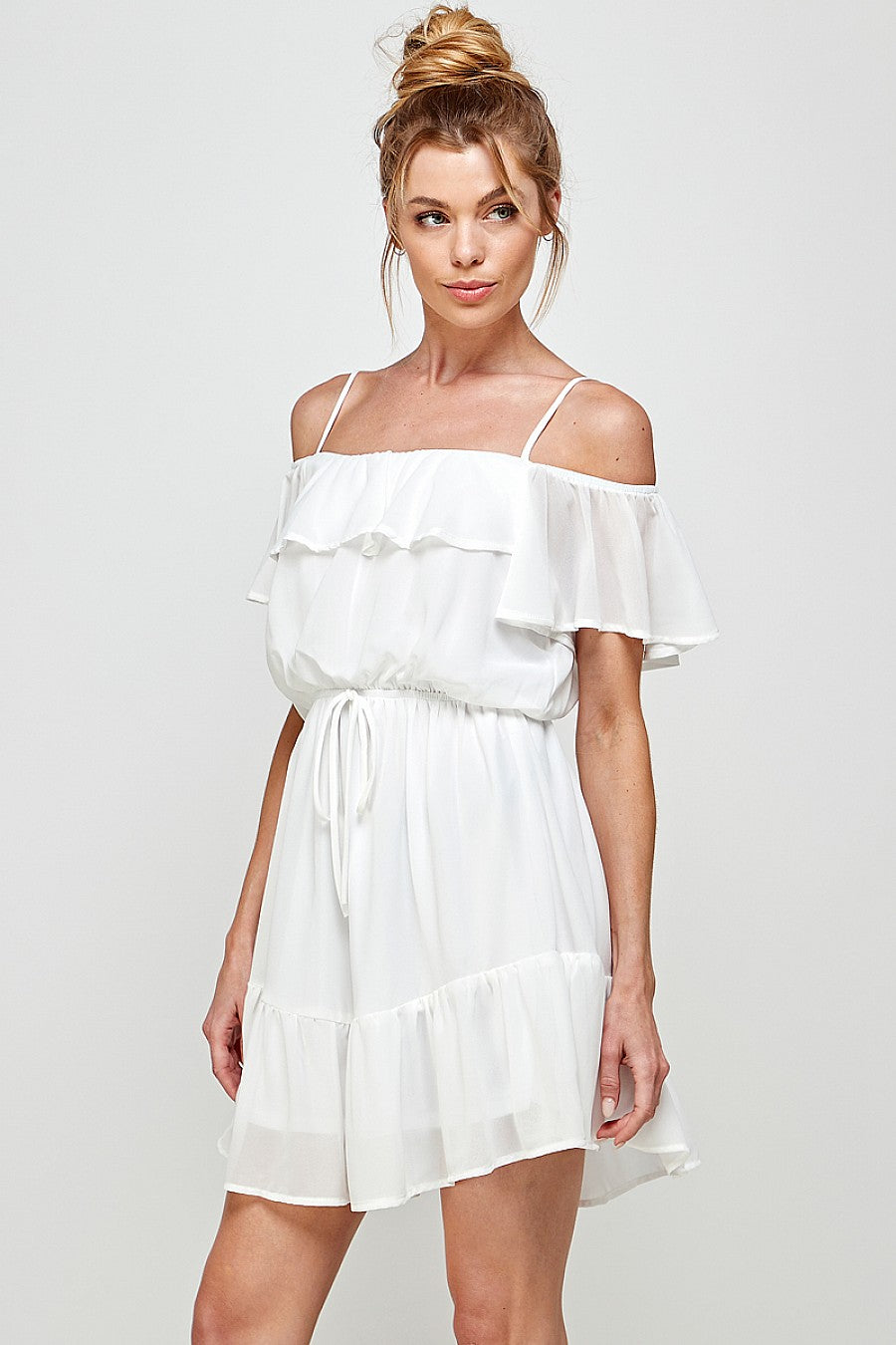 Cocktail Dresses Short Off Shoulder Ruffled Dress Off White
