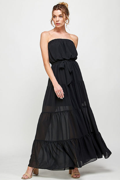 Formal Dresses Long Strapless Maxi Dress Black