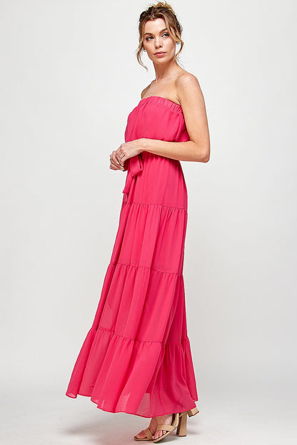 Formal Dresses Long Strapless Maxi Dress Fuchsia