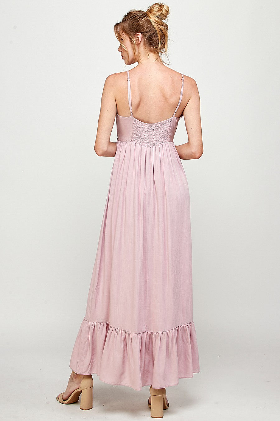 Long Spaghetti Strap Ruffled Maxi Dress The Dress Outlet Long Spaghetti Strap Ruffled Maxi Dress The Dress Outlet