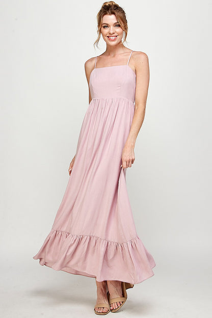 Formal Dresses Long Spaghetti Strap Ruffled Maxi Dress Lavender
