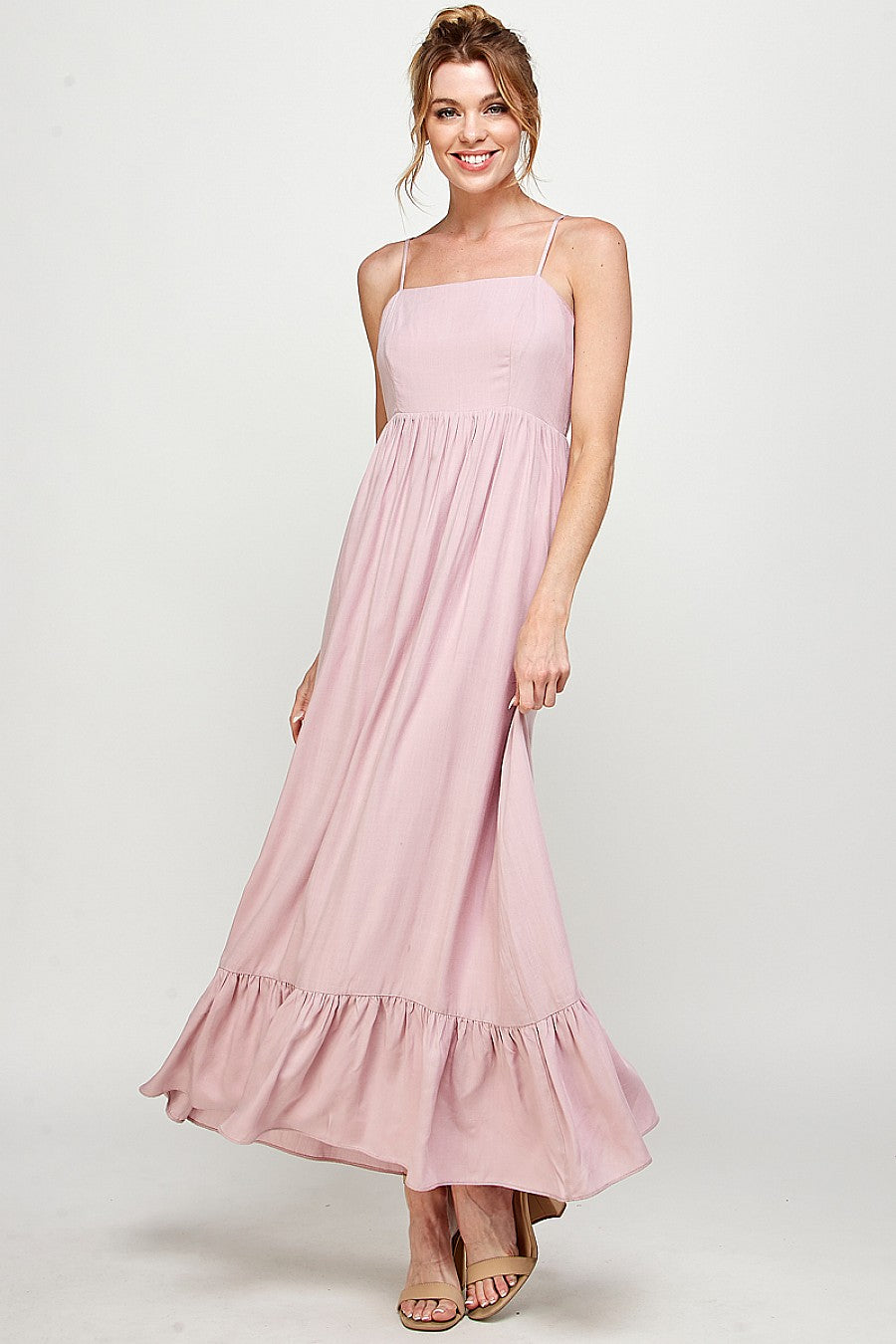 Long Spaghetti Strap Ruffled Maxi Dress – The Dress Outlet