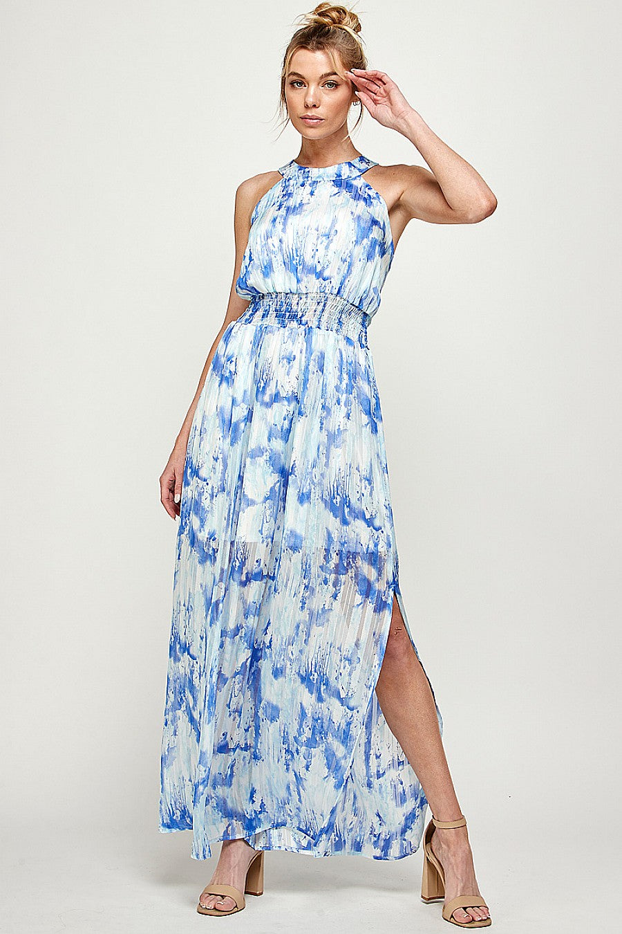 Plus Size V Neck Side Slit Maxi Dress