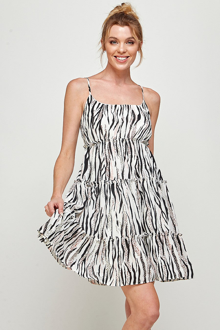 Short Zebra Print Ruffled Dress