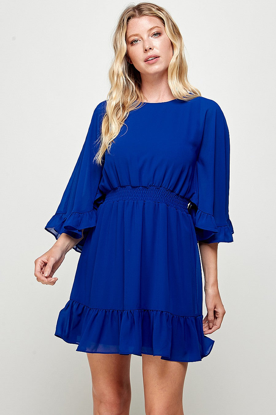 Short Ruffled Sleeve Mini Dress