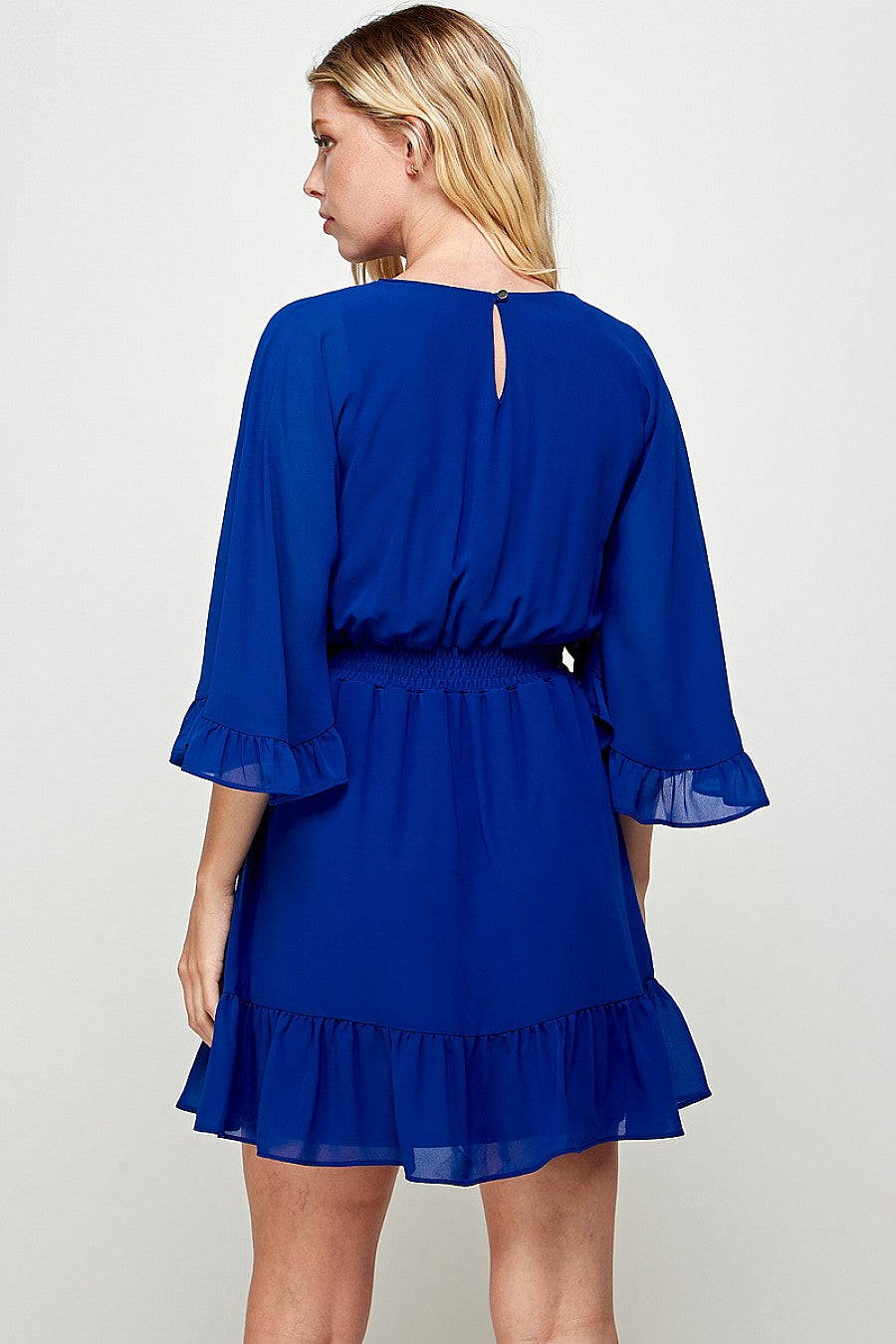 Short Ruffled Sleeve Mini Dress