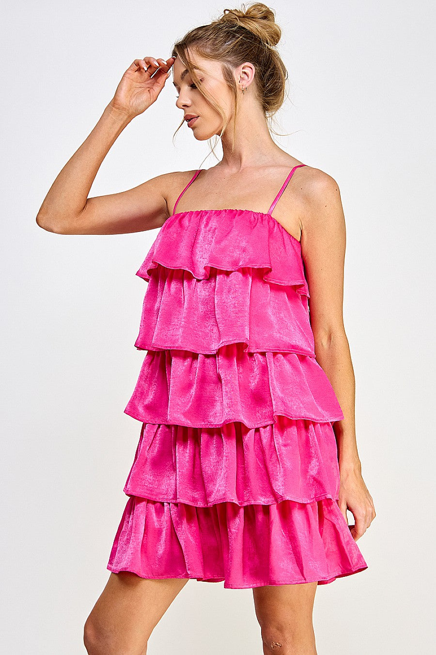 Short Spaghetti Strap Tiered Mini Dress