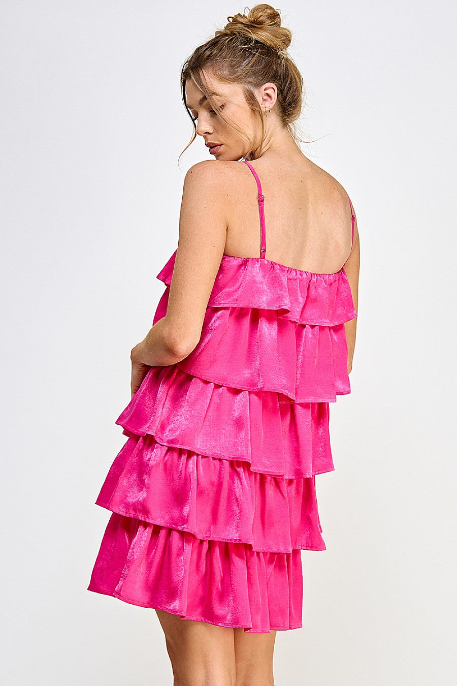 Short Spaghetti Strap Tiered Mini Dress