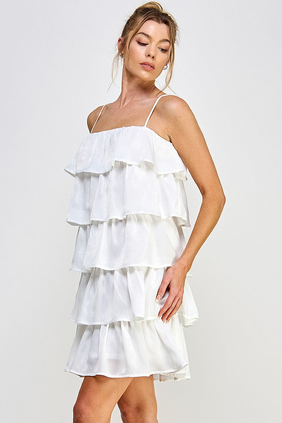 Short Spaghetti Strap Tiered Mini Dress