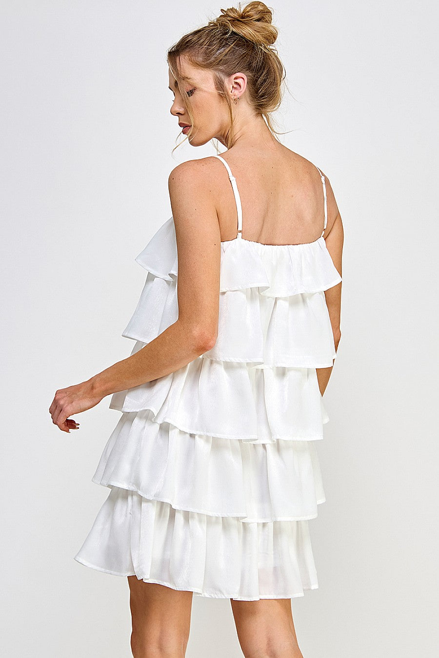 Short Spaghetti Strap Tiered Mini Dress