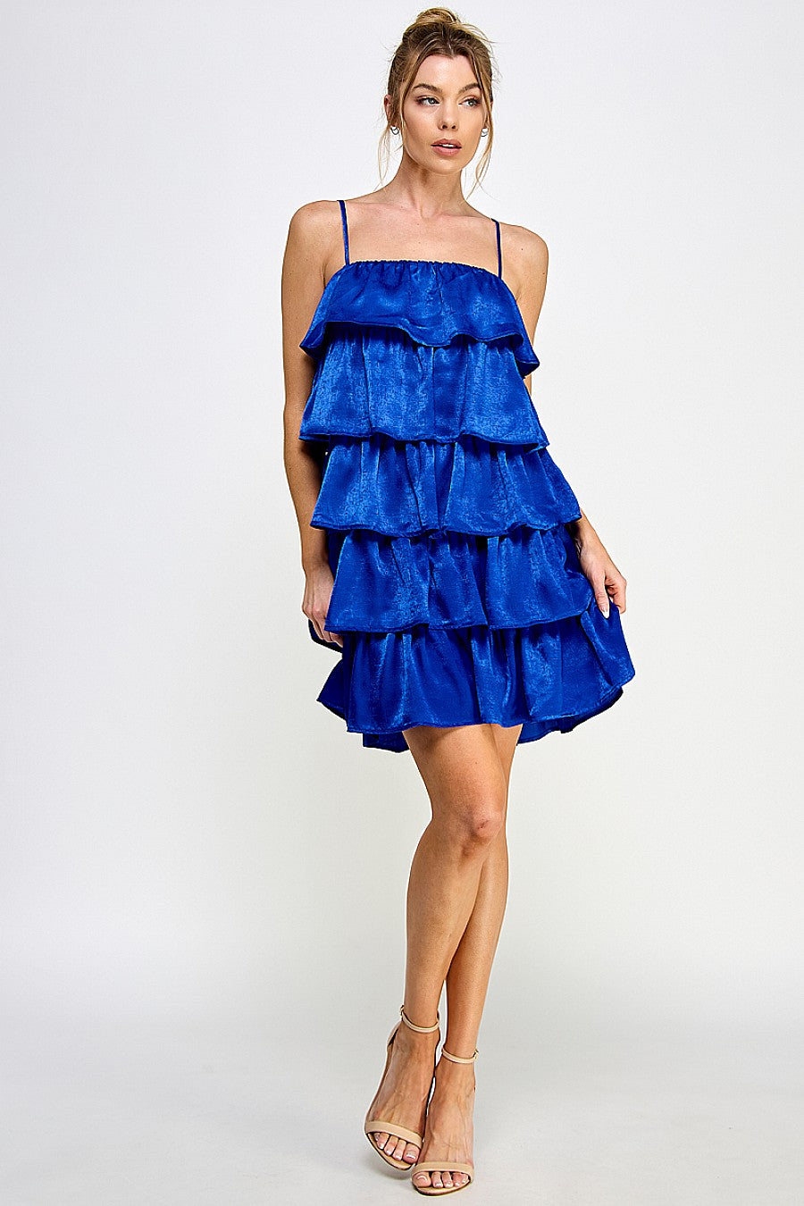 Short Spaghetti Strap Tiered Mini Dress