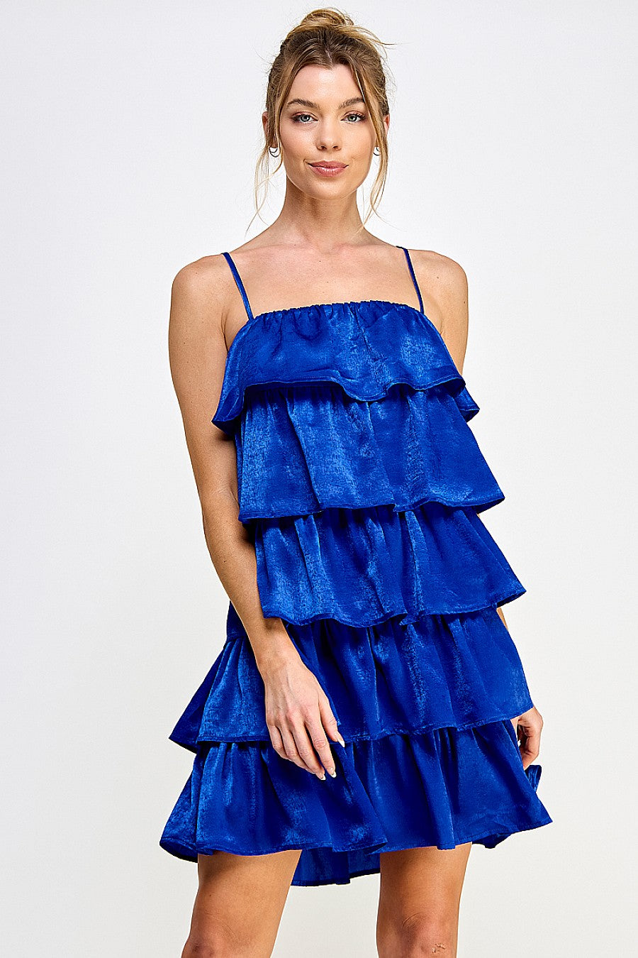 Short Spaghetti Strap Tiered Mini Dress