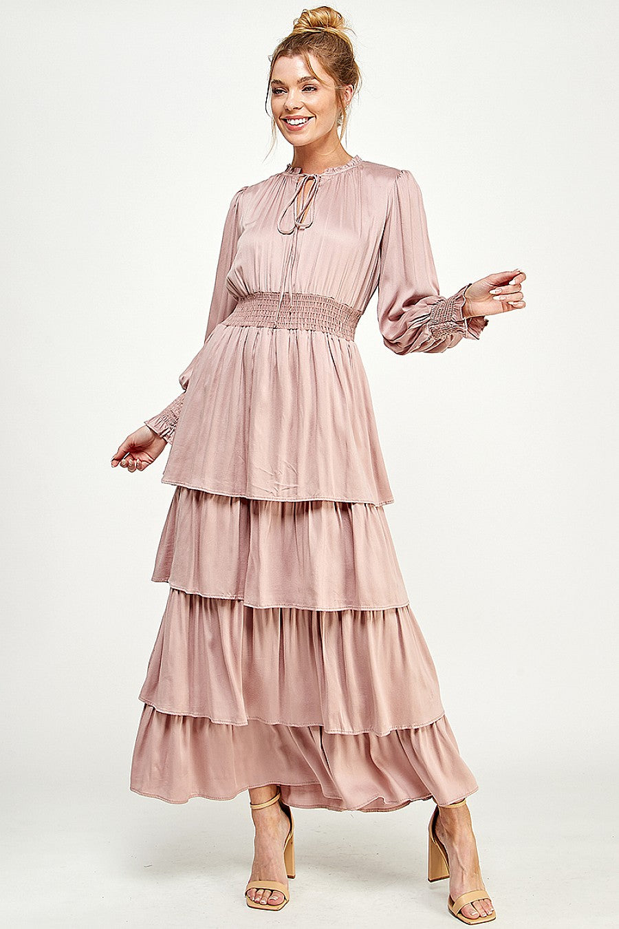 Long Sleeve Tiered Maxi Dress The Dress Outlet Long Sleeve Tiered Maxi Dress The Dress Outlet