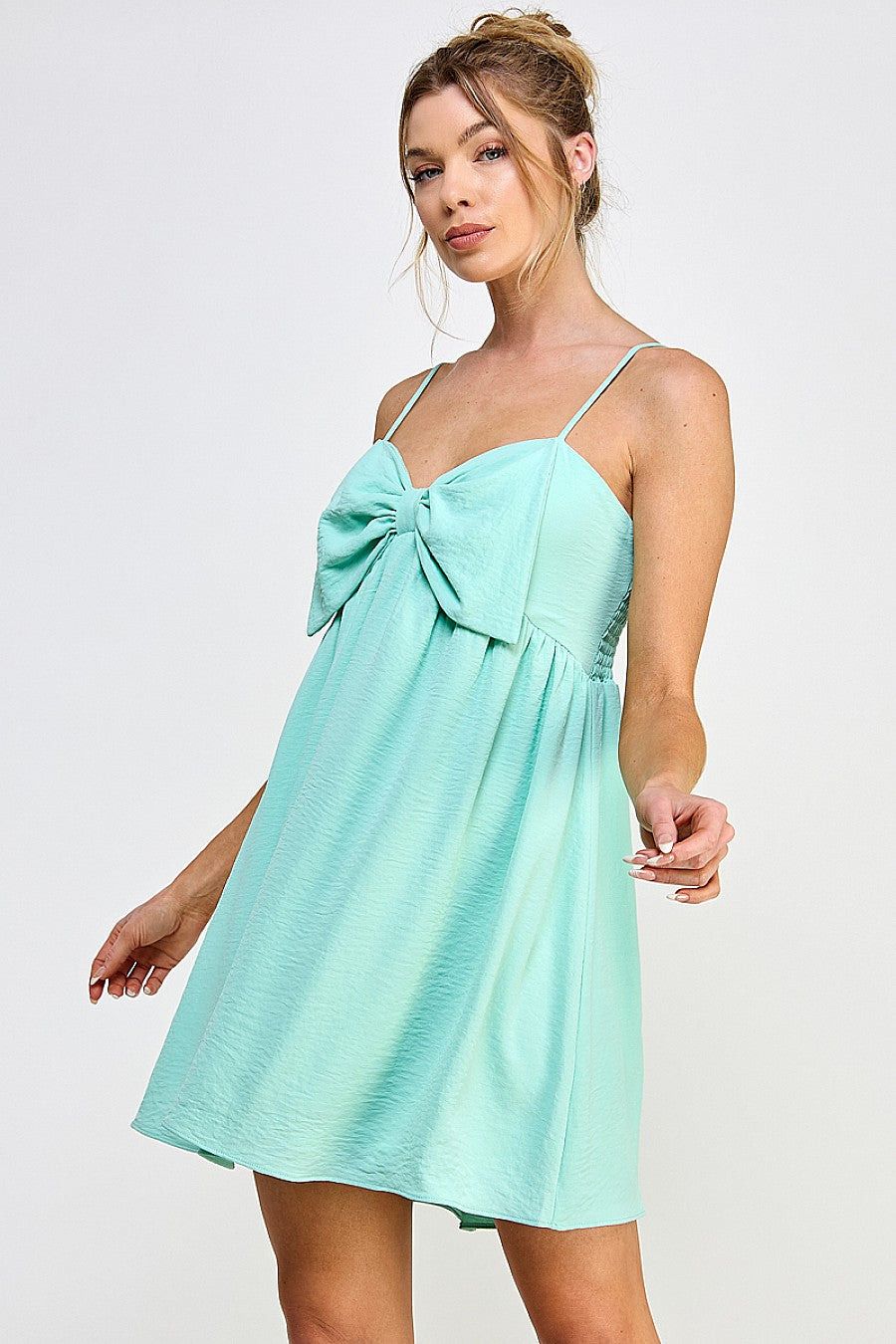 Short Spaghetti Strap Ribbon Mini Dress