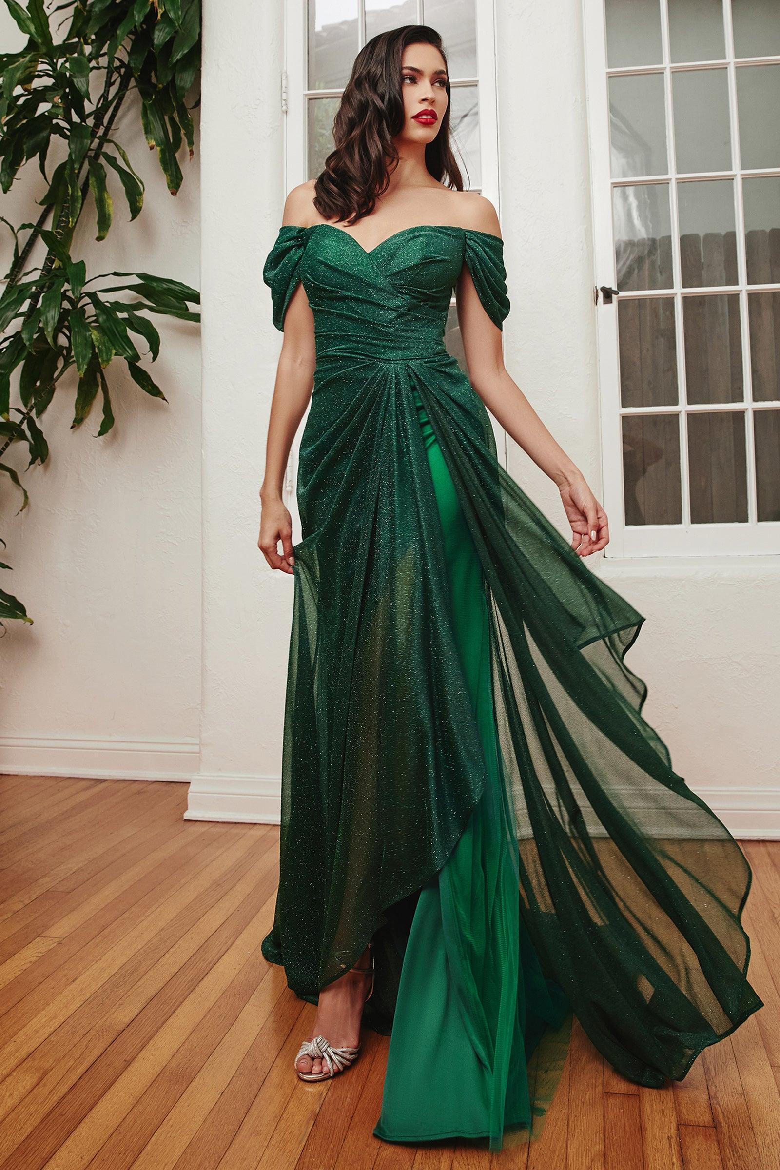 Formal Dresses Off Shoulder Formal Dress Emerald
