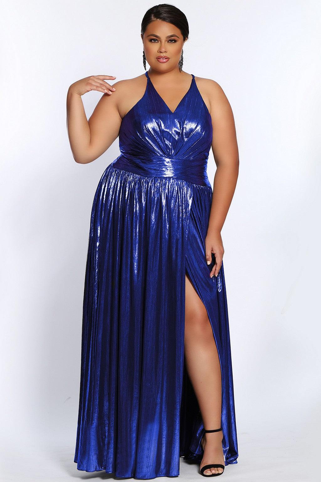 Sydneys Closet CE2201 Plus Size Long Halter Prom Dress
