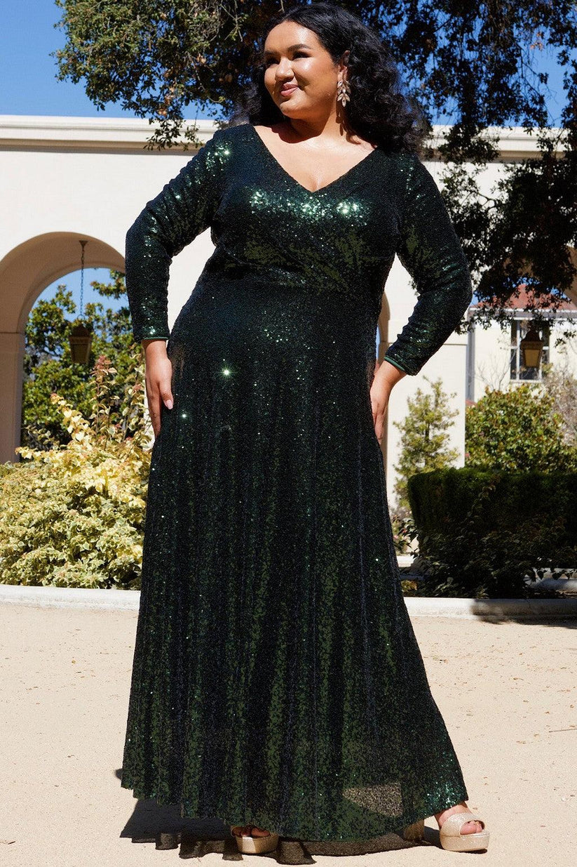 Navy Sydneys Closet CE2302 Plus Size Long Sleeve Formal Dress for $239. ...