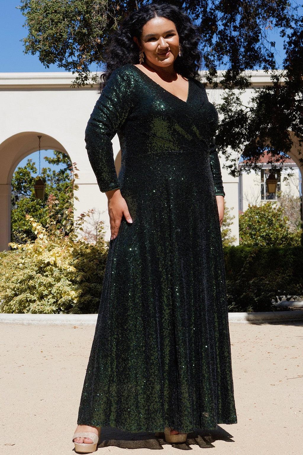 Sydneys Closet CE2302 Plus Size Long Sleeve Formal Dress