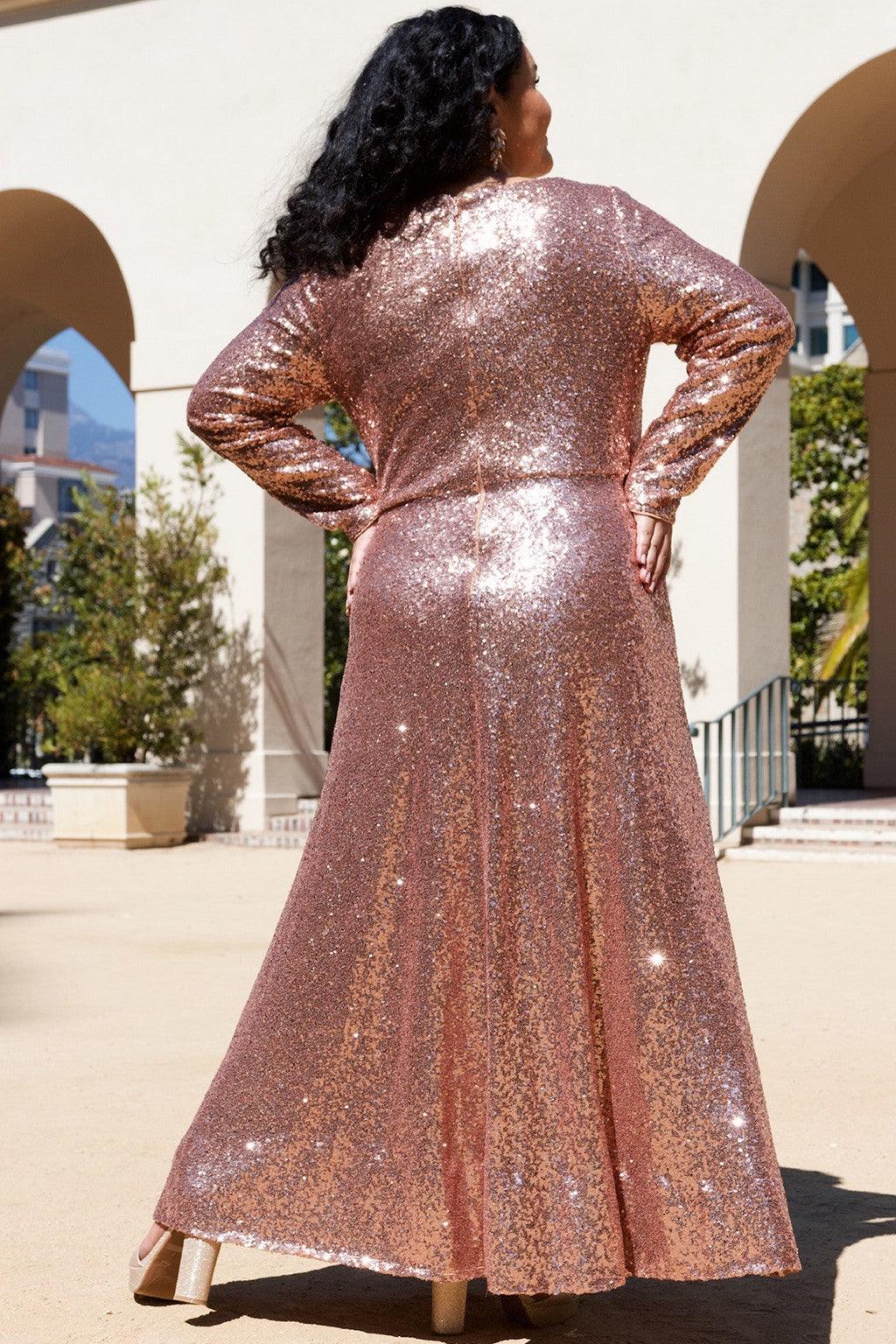 Sydneys Closet CE2302 Plus Size Long Sleeve Formal Dress