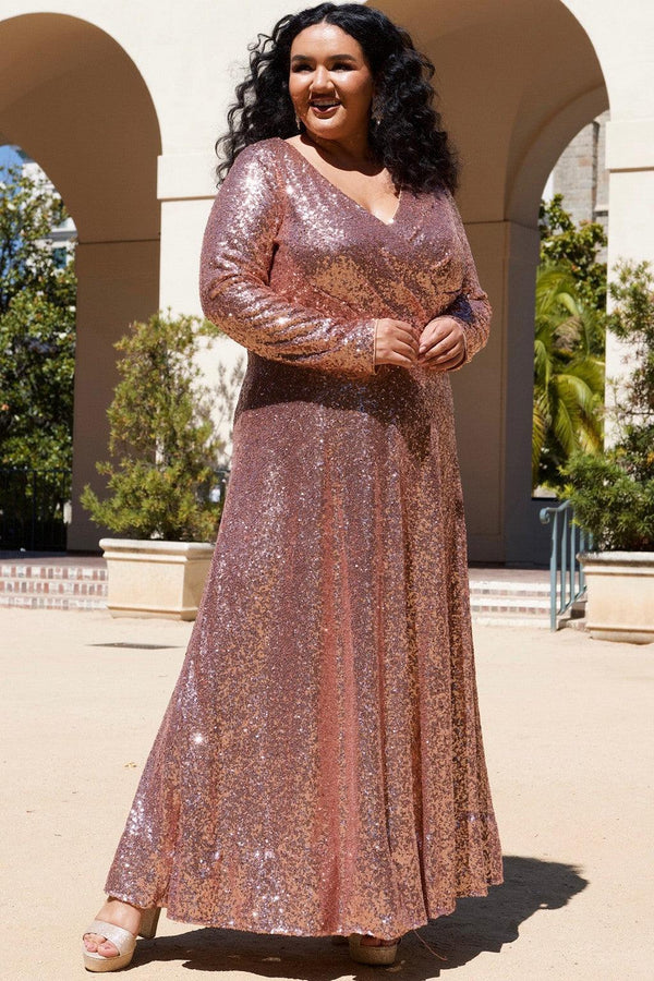 Navy Sydneys Closet CE2302 Plus Size Long Sleeve Formal Dress for $239. ...