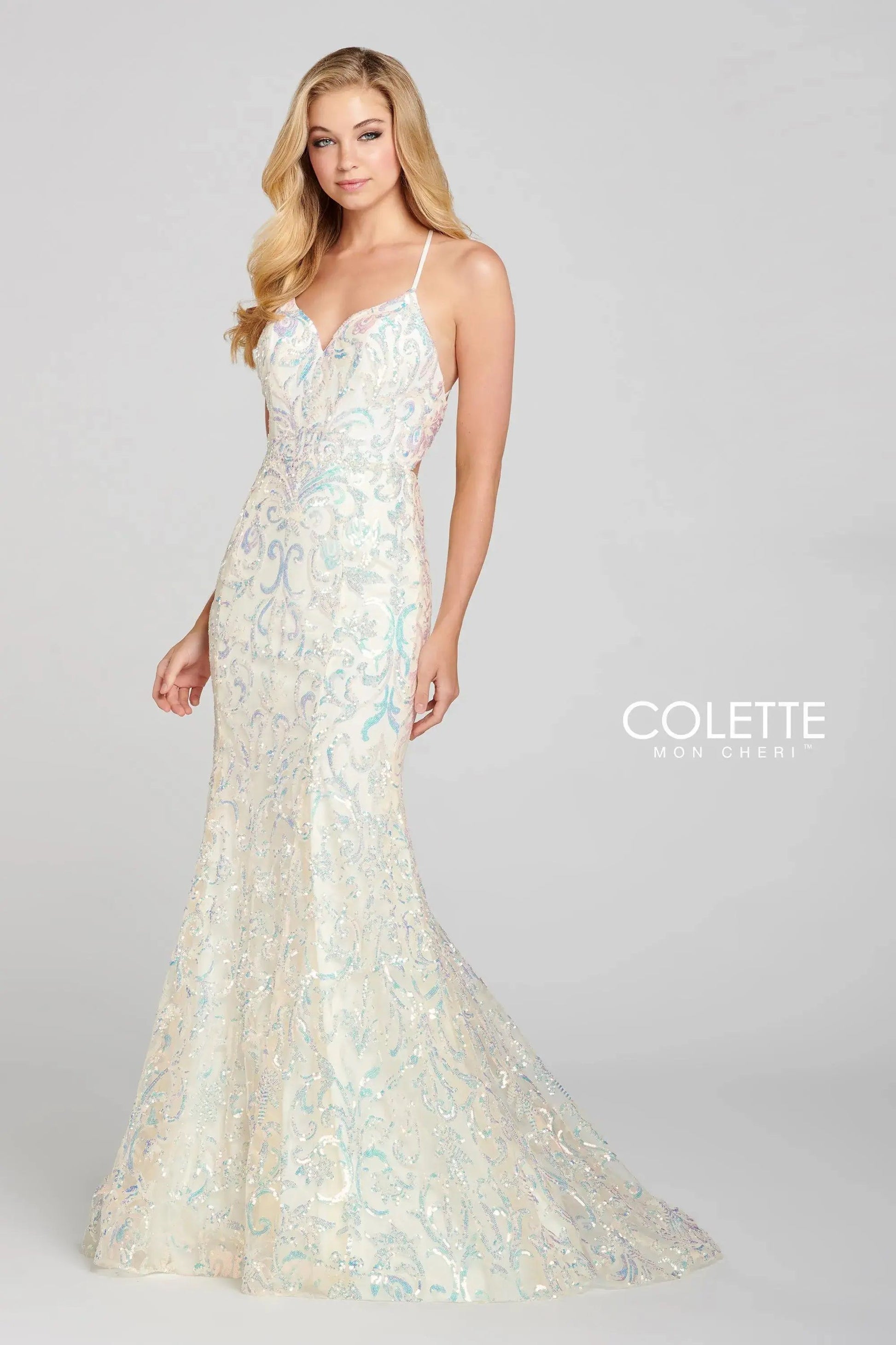 Colette CL12130 Sequin Long Formal Mermaid Prom Dress