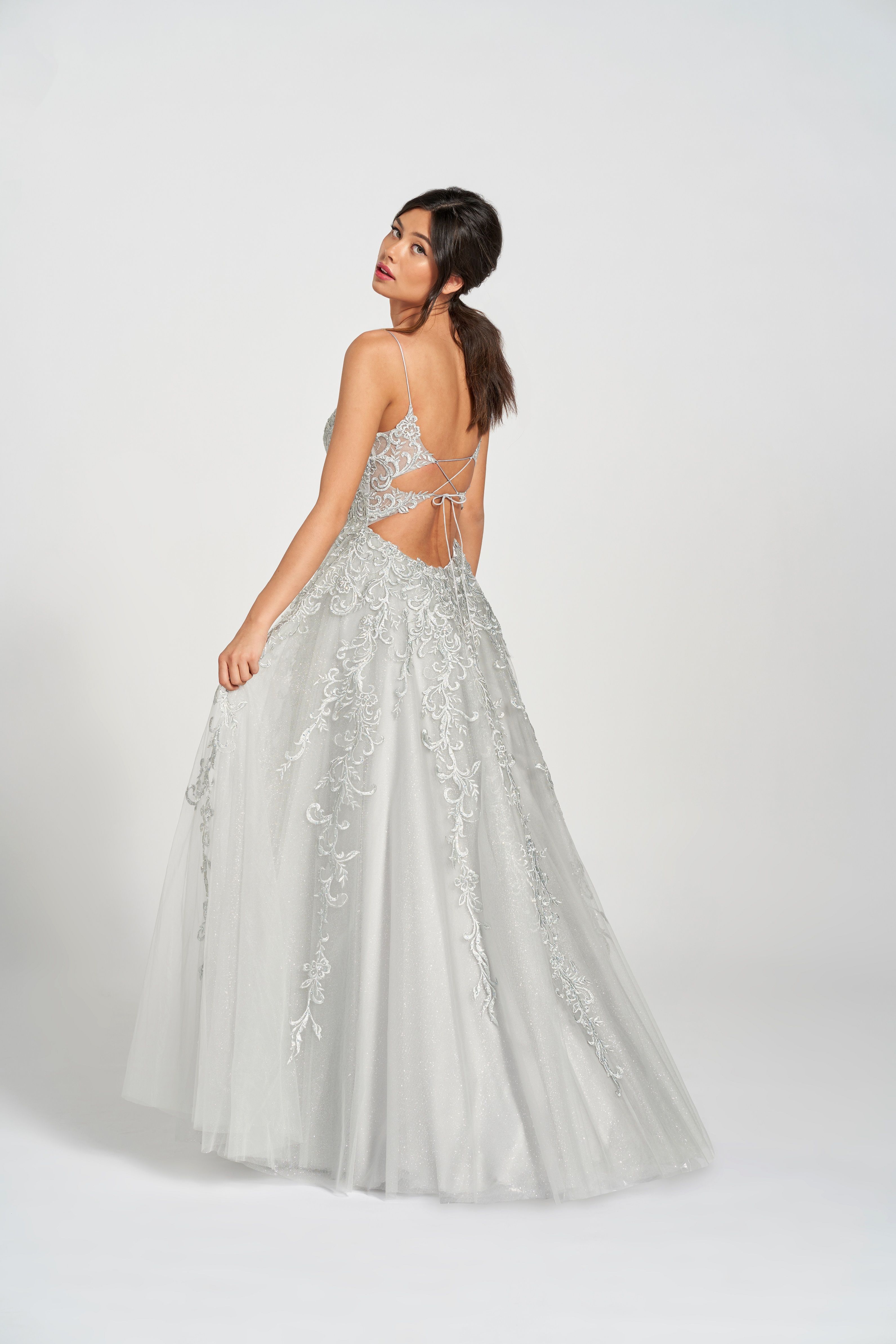 Prom Dresses Glitter Long Formal Prom Dress Platinum