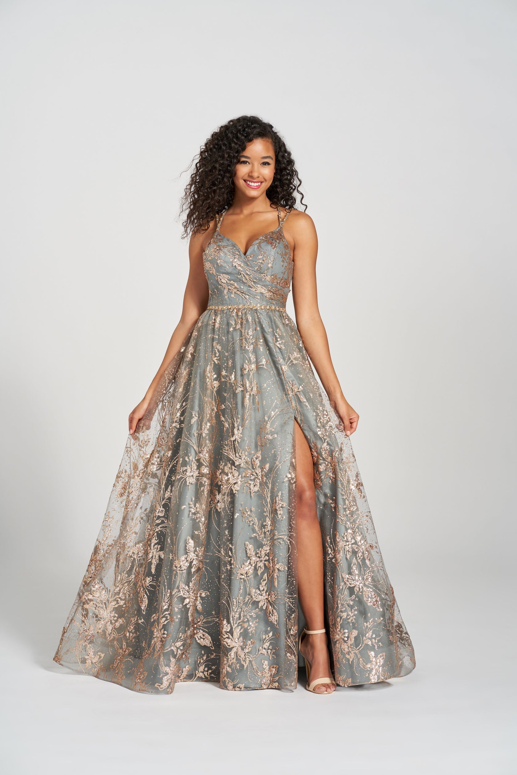 Gold/Pewter Colette CL12218 Glitter Formal Prom Long Dress for $419.99
