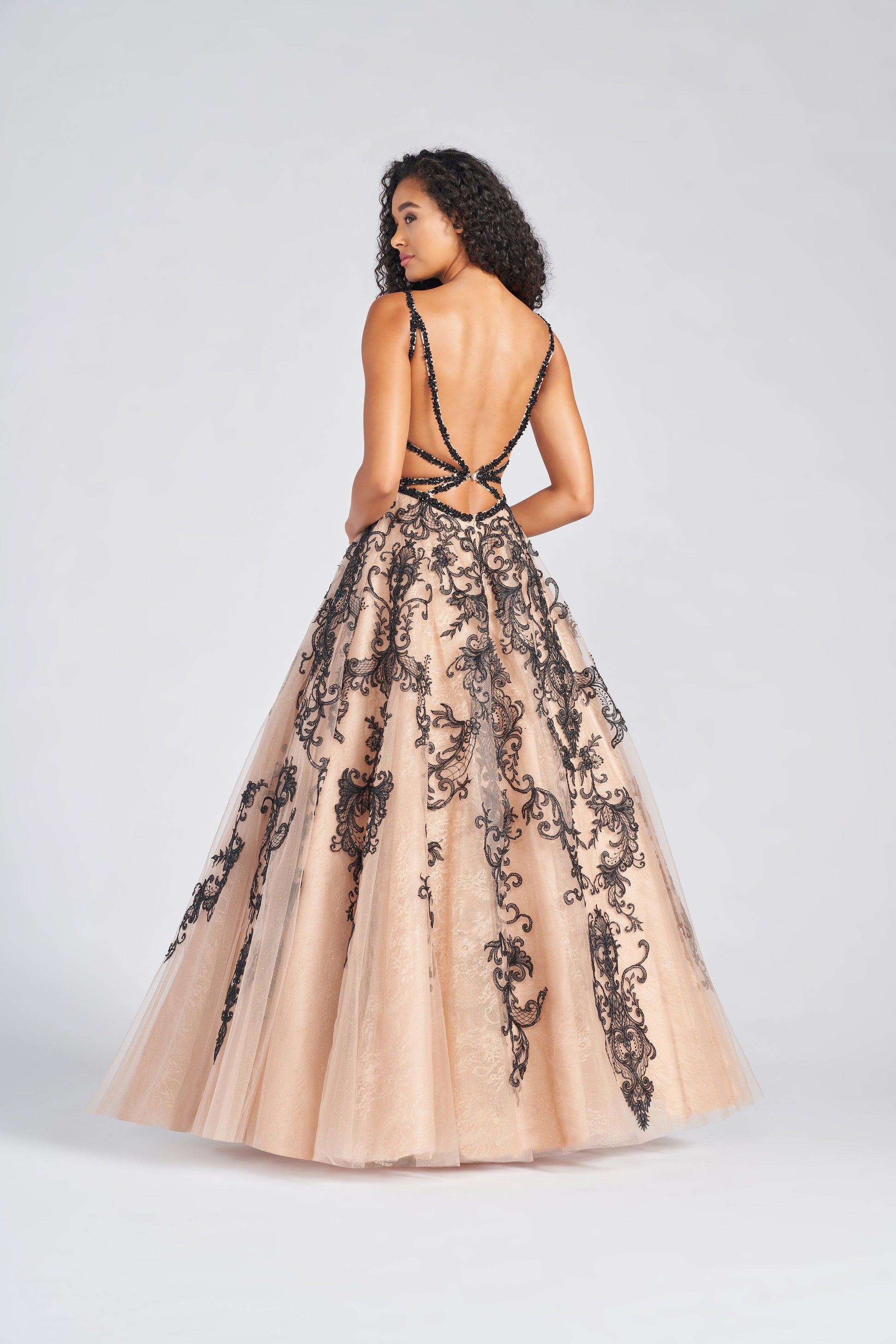 Colette CL12224 Glitter Formal Prom Applique Long Ball Gown
