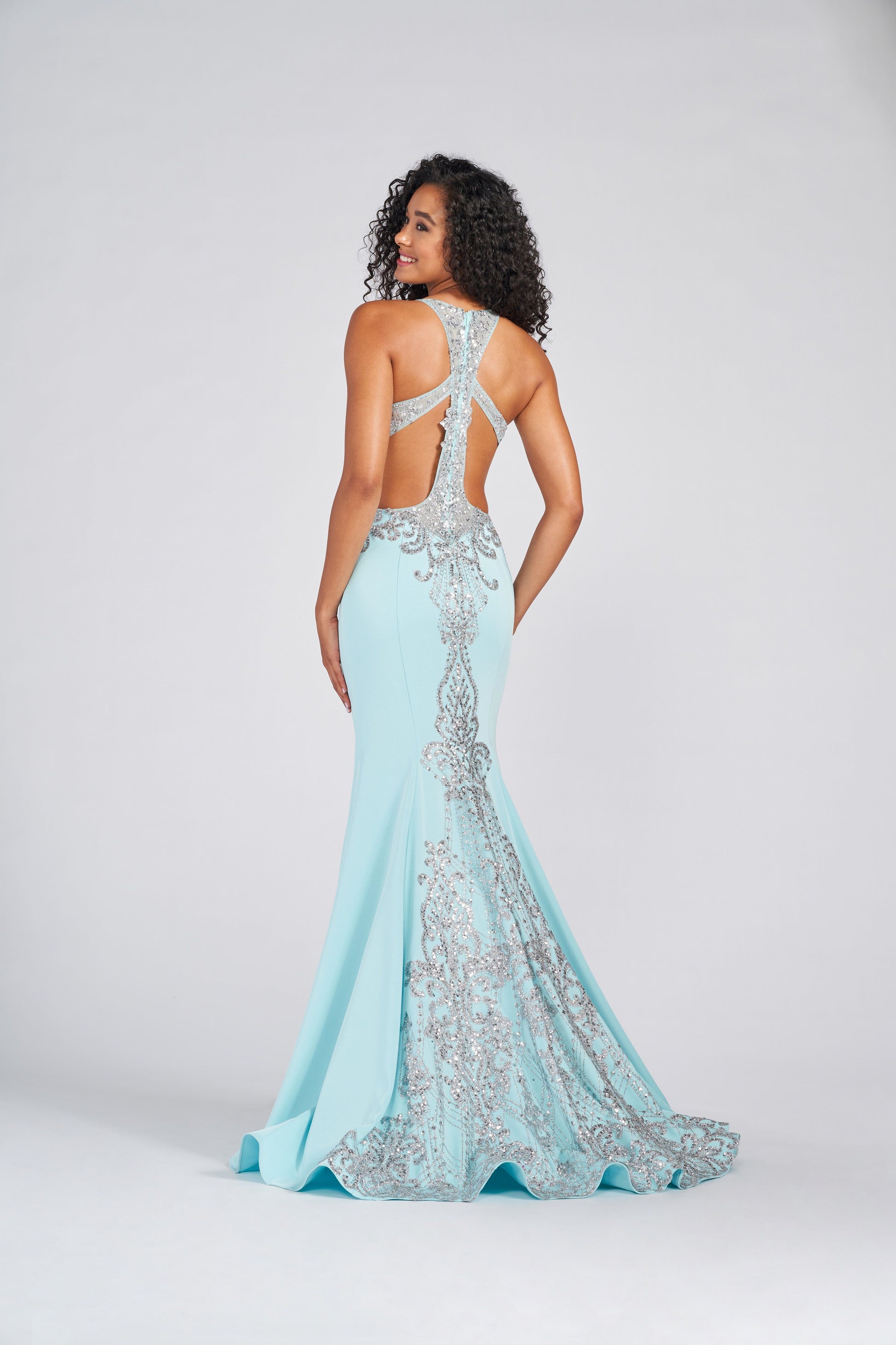 Colette CL12247 Fitted Formal Long Sequin Prom Dress