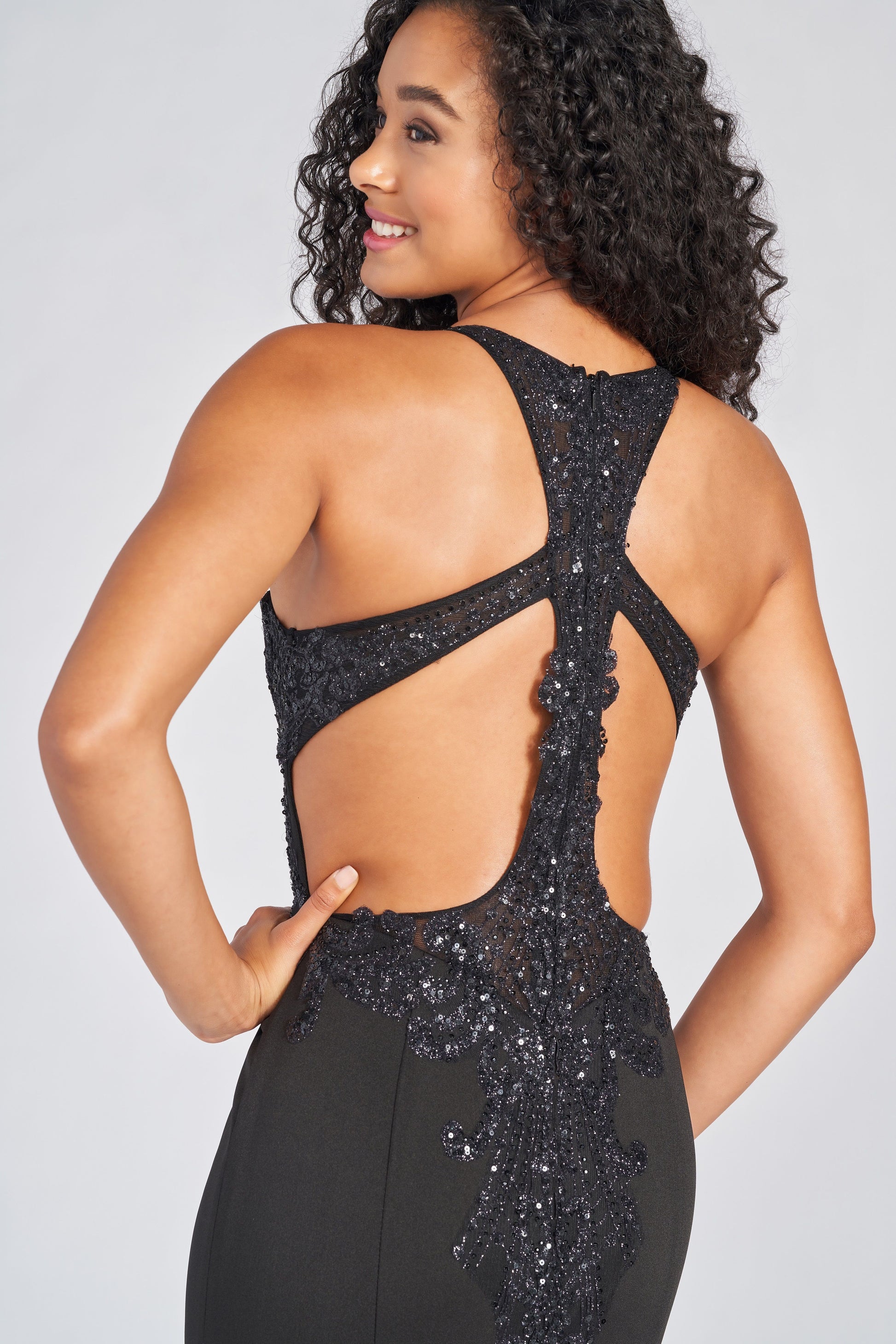 Colette CL12247 Fitted Formal Long Sequin Prom Dress