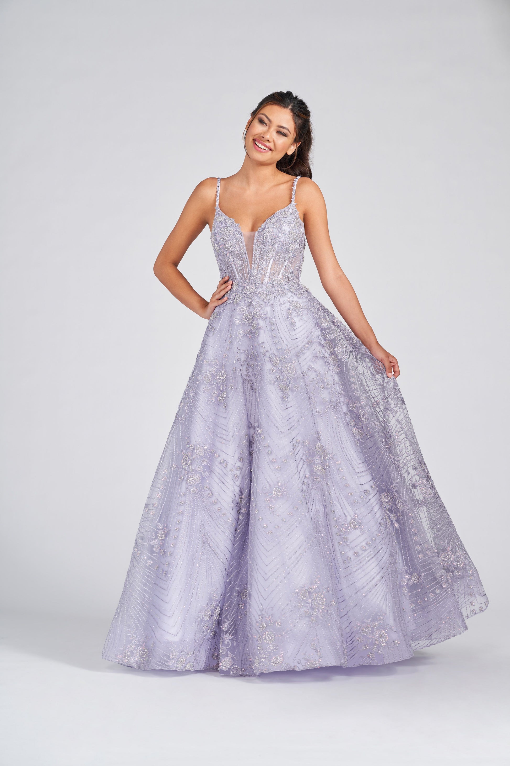 Colette CL12279 Long Formal Beaded Floral Prom Dress