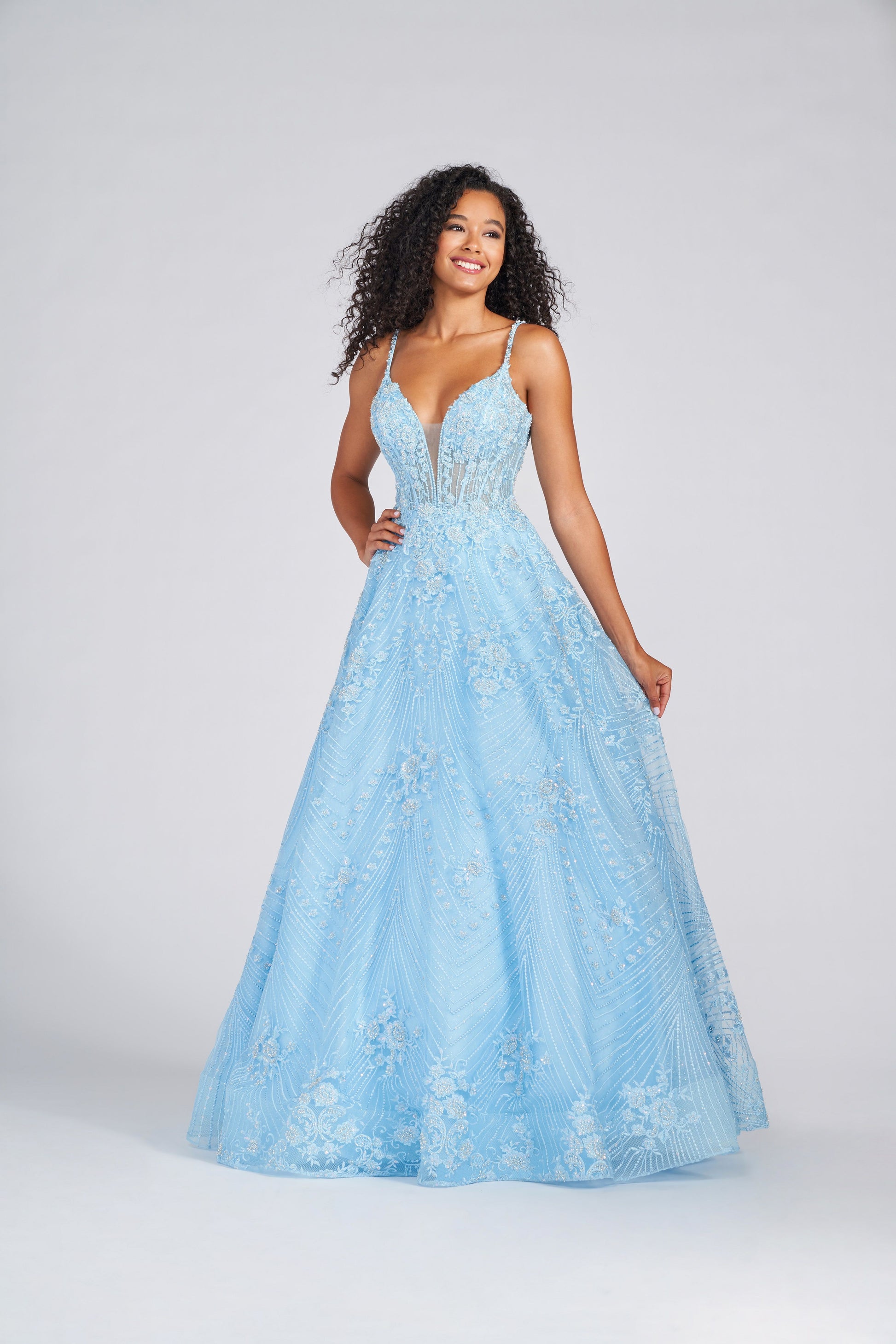 Colette CL12279 Long Formal Beaded Floral Prom Dress